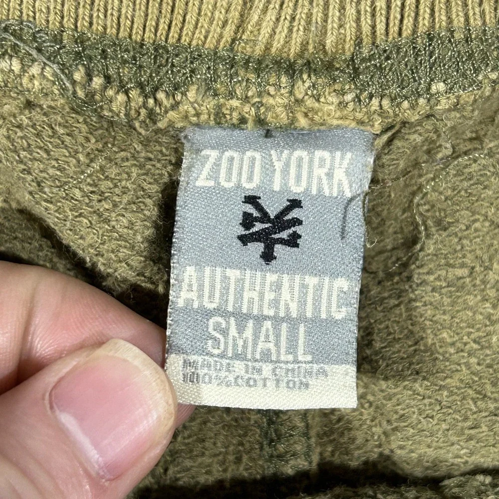 Y2k Zoo York Men's Fleece Olive Green  Sweatpant Shorts Men's Size Small #3367